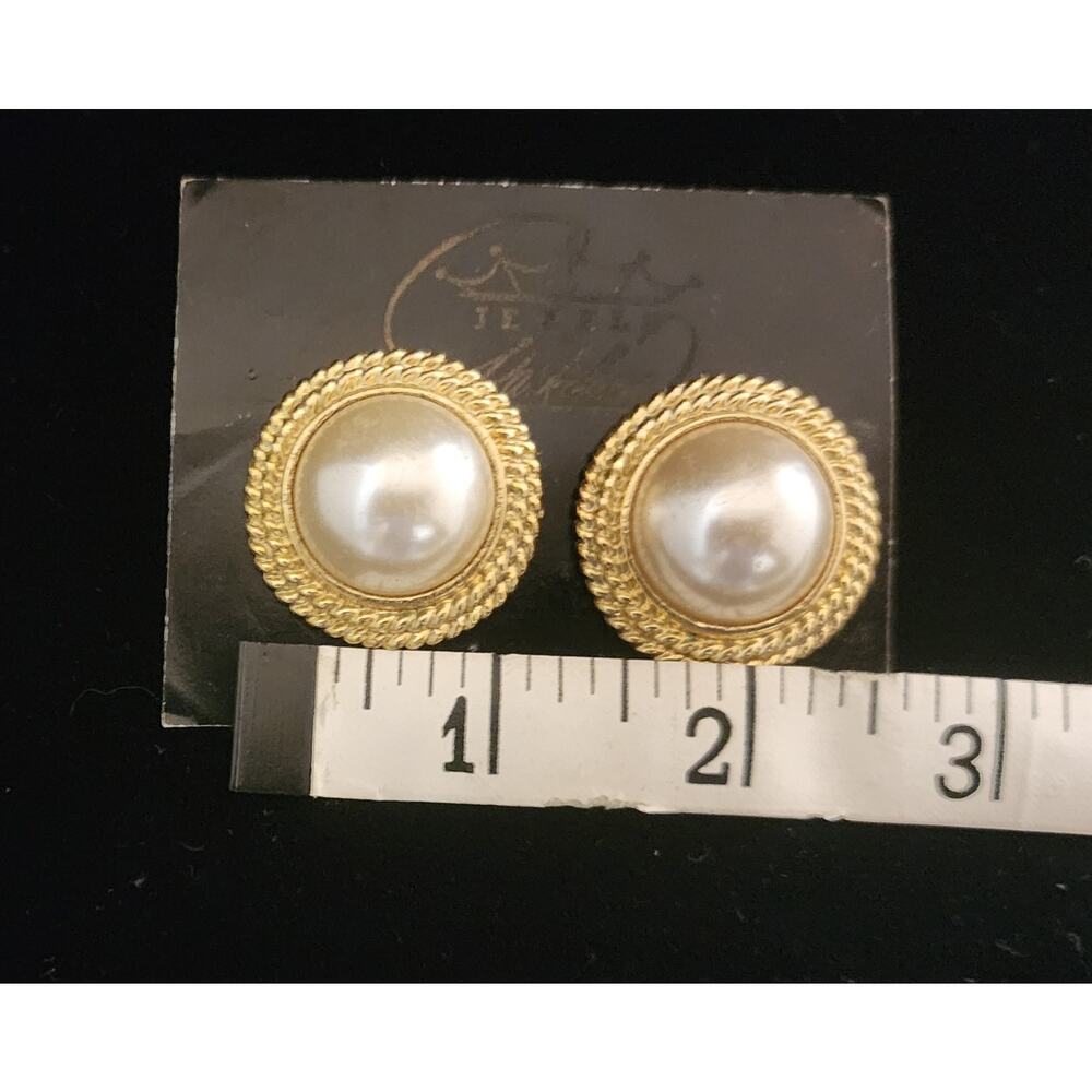 Vtg Park Lane Memories Gold Tone Pearl Locket Bracelet & Pierced Earring Set NEW - Picture 12 of 12